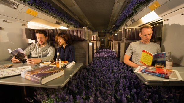 Eurostar celebrated the opening of ticket sales for its new year-round service to the south of France by converting one of its carriages into a Provencal lavender field at St Pancras Station, London.