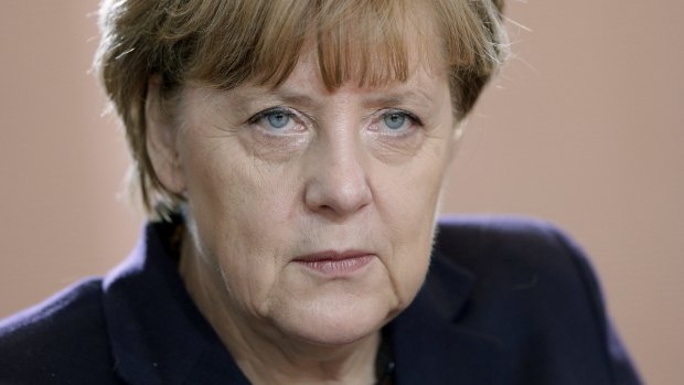 German Chancellor Angela Merkel arrives for the weekly cabinet meeting in Berlin.
