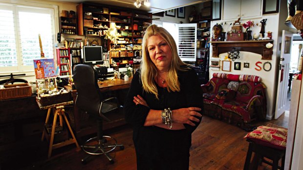 Distinctive stitching style ... Artist Kerrie Lester in her Mosman home studio in 2008.