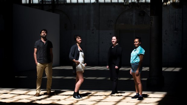 Carriageworks director Lisa Havilah (second from right) with artists Mathew Cooper, Sarah Contos and Kate Beckett who will be a part of the 2017 program.