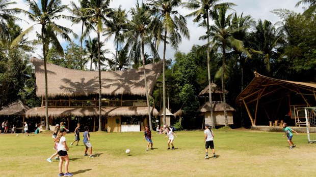 A campus game of soccer; to create its curriculum, the school has cherry-picked from education systems globally.