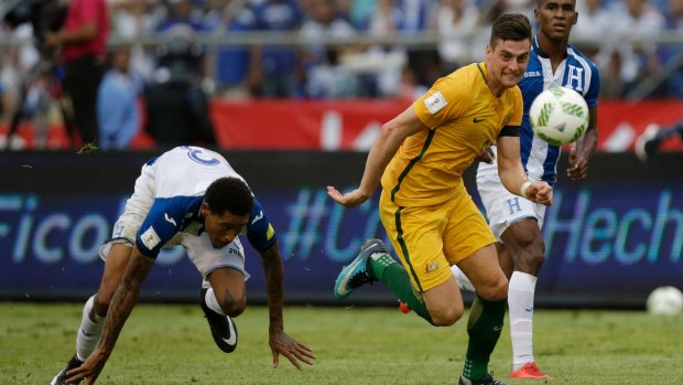 Golden chance: Tomi Juric missed a huge opportunity to put Australia ahead in Honduras.