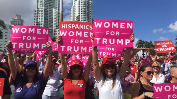 Some Latino women turned up to cheer Donald Trump in Florida during the election campain.