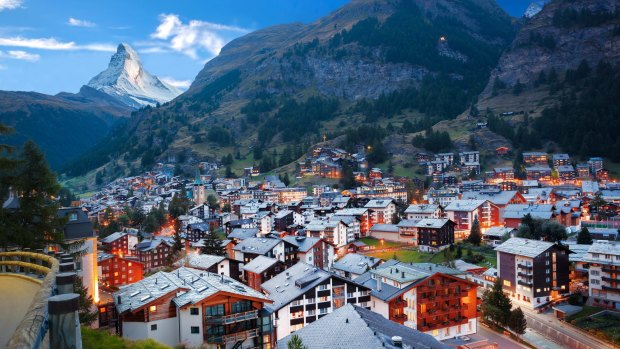 Standing almost anywhere in the town of Zermatt affords a glimpse of the Matterhorn peak.