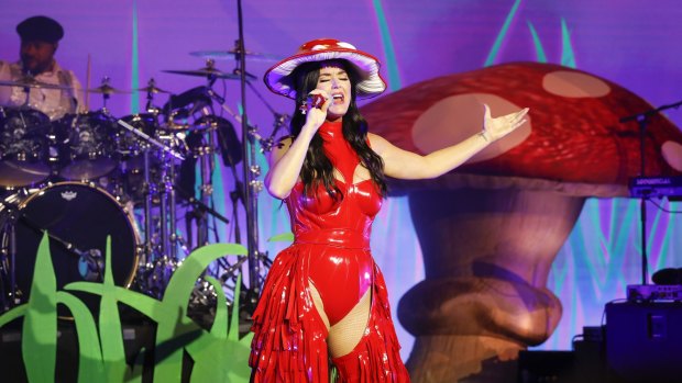 Katy Perry, the Norwegian Prima's godmother, performs on board.