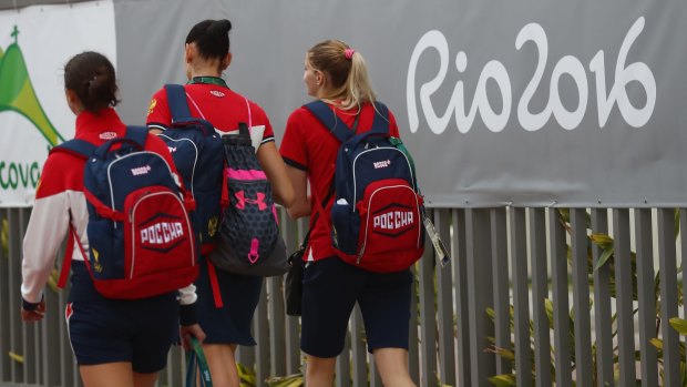 Russian athletes in the Olympic Village ahead of the Rio Games.