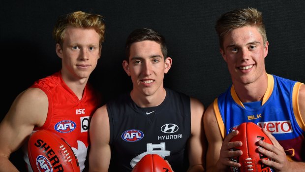 The top three draft picks: Callum Mills, Jacob Weitering and Joshua Schache.