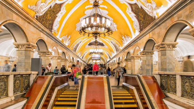 Komsomolskaya subway station in Moscow.