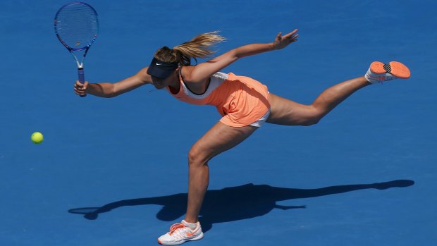 Maria Sharapova in action at the Australian Open in January 2016.
