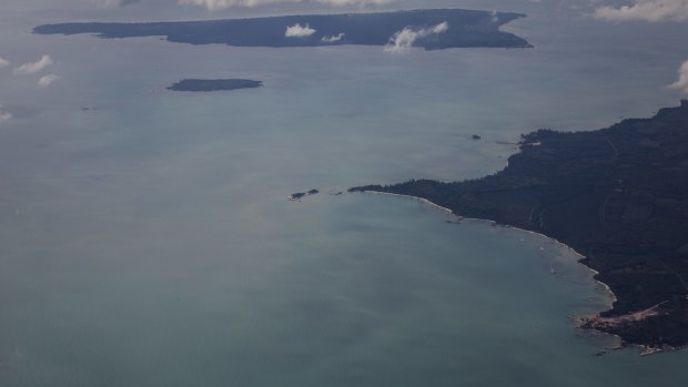 An aerial view of Belitung, the search area for the missing plane.