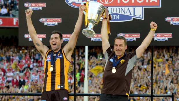 Luke Hodge and Alastair Clarkson in 2014.