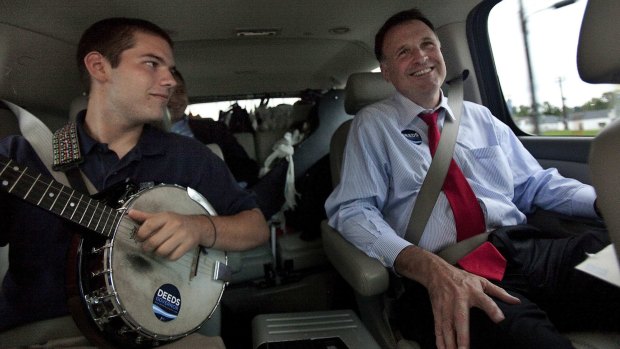 Creigh Deeds, right, with his son Gus on the campaign trail in 2009.