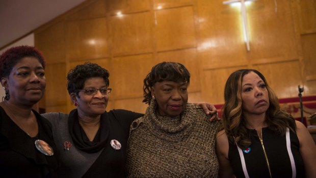 Maria Hamilton, Geneva Reed-Veal, Gwen Carr and Lucia Mcbath, who all lost children in police encounters or gun violence, at a campaign forum for Hillary Clinton in South Carolina in February. 