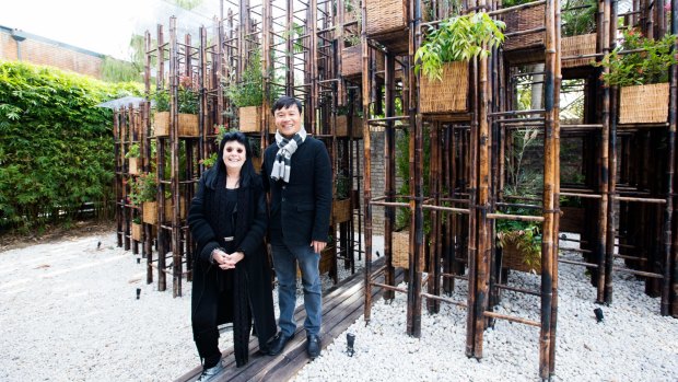 Arts Patron Gene Sherman commissioned Vietnamese architect Vo Trong Nghia to create the fourth temporary paviliion in her Fugitive Structures series.