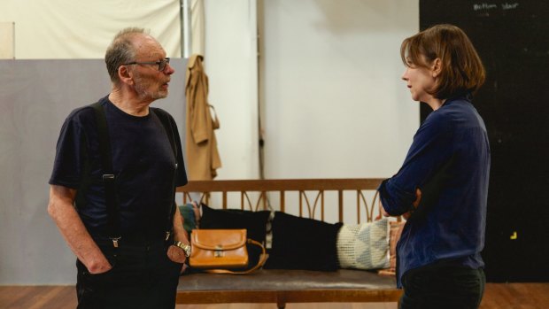 John Bell and Anita Hegh – here in rehearsal – negotiate a slippery script in 'The Father'.
