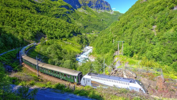 The Flam Railway climbs from sea level to the mountain station of Myrdal at 867 metres.