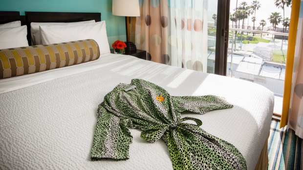 The rooms feature leopard print robes.