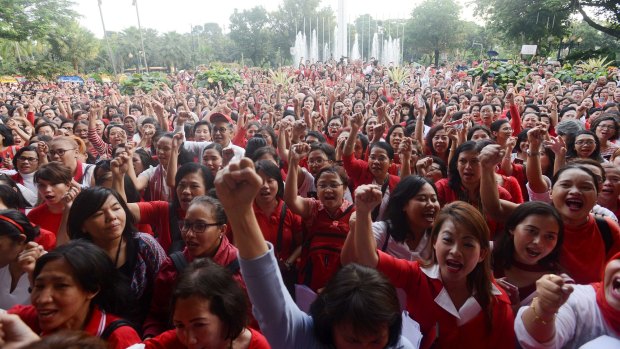 Supporters of Basuki Tjahaja Purnama, also known as Ahok, outside Jakarta City Hall on May 10.