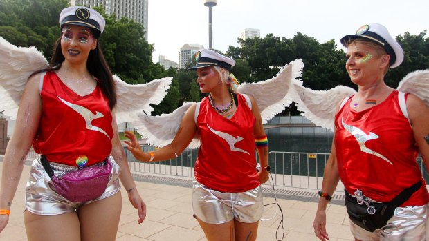 Qantas staff ahead of last year's Gay and Lesbian Mardi Gras in Sydney.