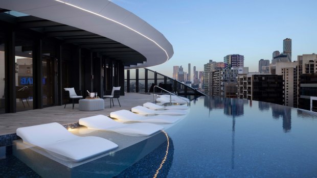 The hotel's rooftop infinity pool.