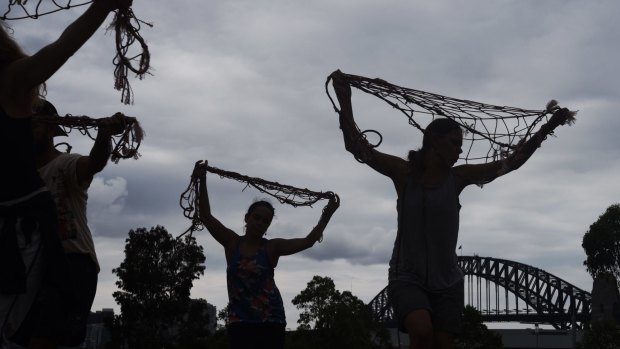 Jannawi Dance Clan rehearses for Australia Day's WugulOra Morning Ceremony at Barangaroo. 