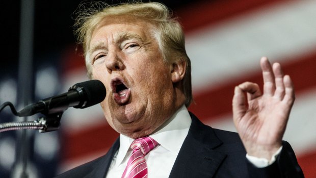 A crowd listens to republican presidential candidate Donald Trump speak on October 1.