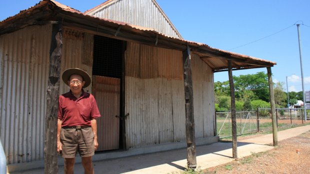 Third-generation Chinese Australian Eddie Ah Toy in front of his family's colonial-era bakery in Pine Creek, NT.