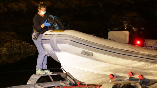 Police allege the syndicate attempted to ship 500 kilograms into Parsley Bay, on the NSW Central Coast, in this inflatable boat.