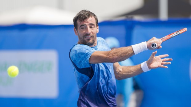 Croatia's Ivan Dodig upset No.2 seed Santiago Giraldo 7-6, 6-3 in the quarter-finals of the Canberra ATP Challenger at the Canberra Tennis Centre on Thursday.
