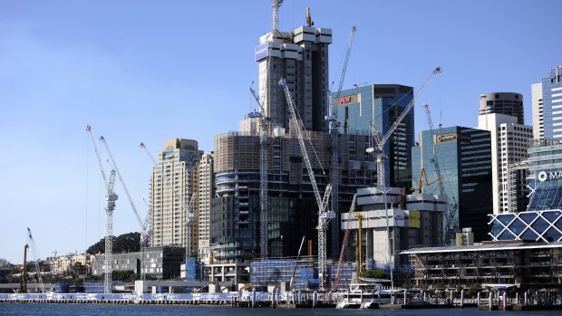 Under construction: Approval for  Barangaroo took just three months. 