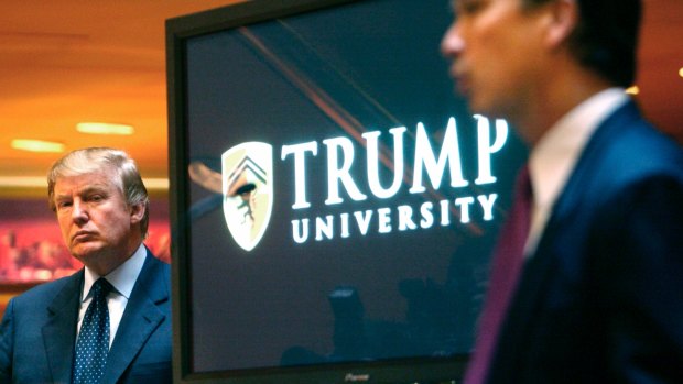 Then reality TV star Donald Trump at the announcement the establishment of Trump University in 2005.