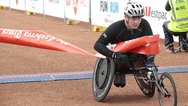 Adelaide's Nathan Arkley geared up for Rio next year by winning the 14km wheelchair race