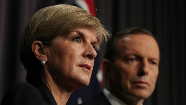 Foreign Affairs Minister Julie Bishop and Prime Minister Tony Abbott address the media after the executions of Andrew Chan and Myuran Sukumaran.