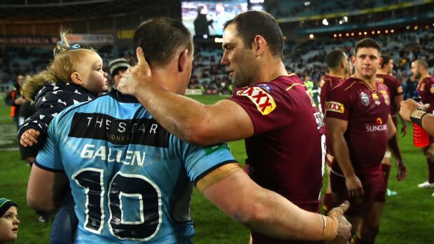 Bitterness: Cameron Smith and Paul Gallen after game three.