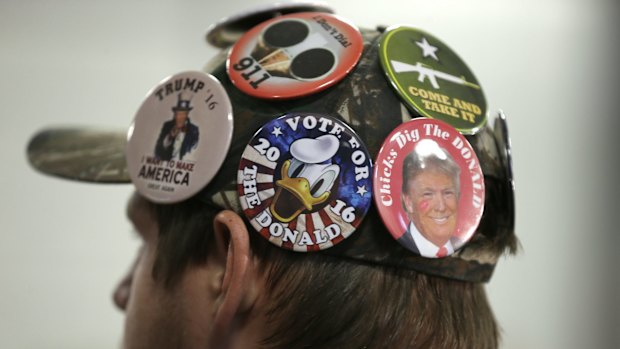 A Trump supporter during a campaign rally in Davenport, Iowa, earlier this month