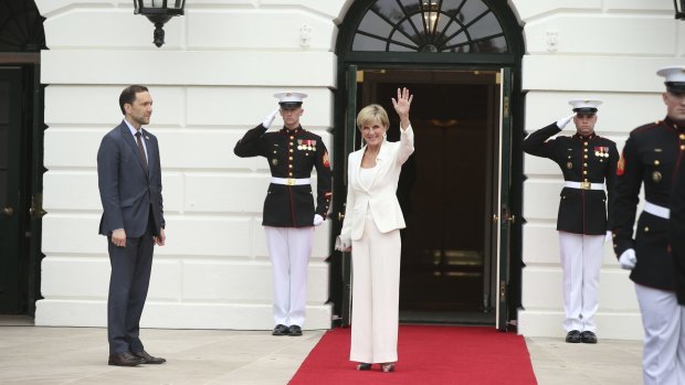 Foreign Minister Julie Bishop arrives at the White House.