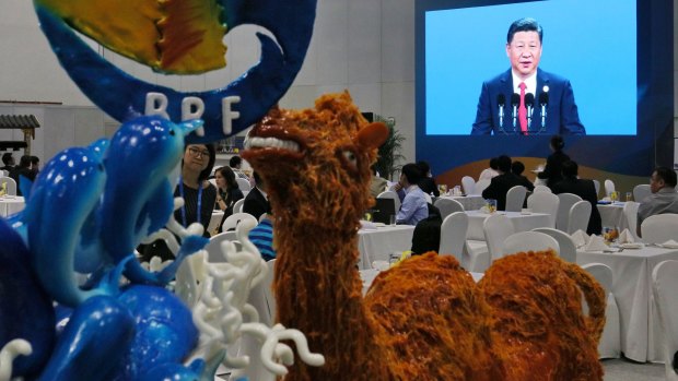 Camels and dolphins: Xi Jinping was keen to emphasise the peaceful nature of China's massive infrastructure plan.