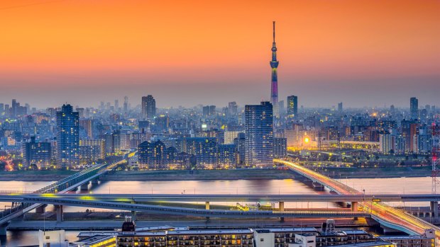 Tokyo's skyline at Sumida Ward. 