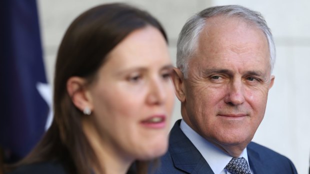 Prime Minister Malcolm Turnbull and incoming assistant minister for the public service Kelly O'Dwyer.