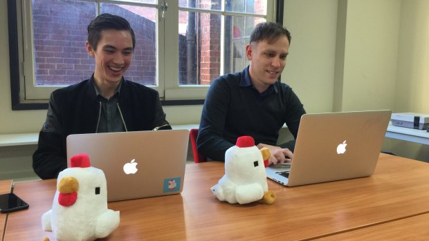 <i>Crossy Road</i> developers Andy Sum (left) and Matthew Hall. 