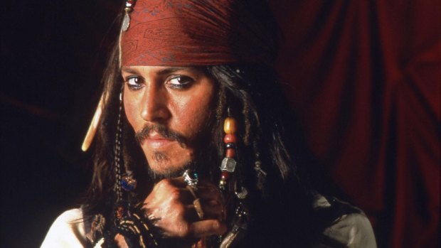 Johnny Depp as Captain Jack Sparrow in <i>Pirates of the Caribbean: The Curse of the Black Pearl</i>.