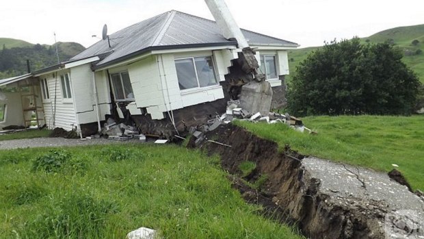 The New Zealand earthquake moved parts of the country several metres, such as this house on the Kaikoura Coast. 
