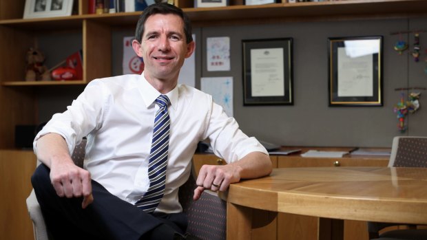 Simon Birmingham, Minister for Education and Training, at Parliament House in Canberra.