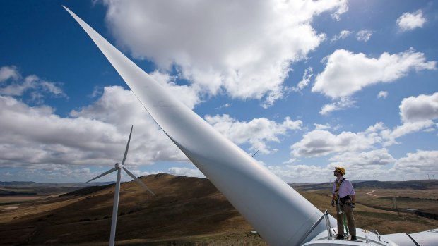 A wind turbine in Bungendore, NSW.