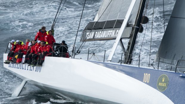 In contention: Syd Fischer's Ragamuffin is hoping to be one of the first three boats across the line in the Sydney to Hobart.