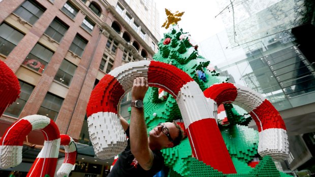 The Lego Christmas tree in the Pitt St Mall last year. 