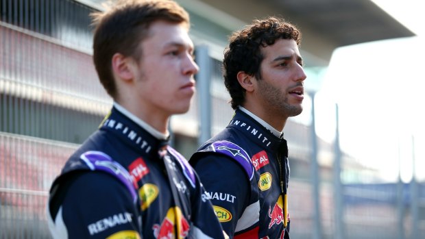 Daniil Kvyat (left) will have his first drive in the number one team on Sunday.