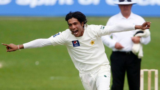 Happier times: Pakistan's Mohammad Amir celebrates after taking a wicket.
