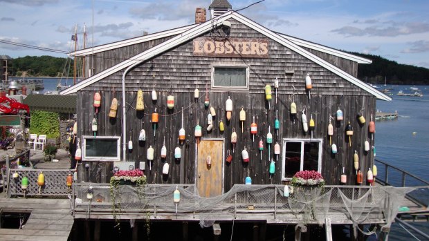 Lobster buoys in Bar Harbor Maine.