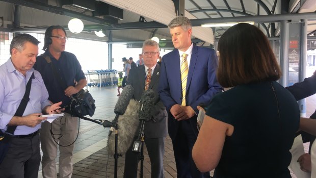 Transport Minister Stirling Hinchliffe with Neil Scales, who will be acting CEO of Queensland Rail.
